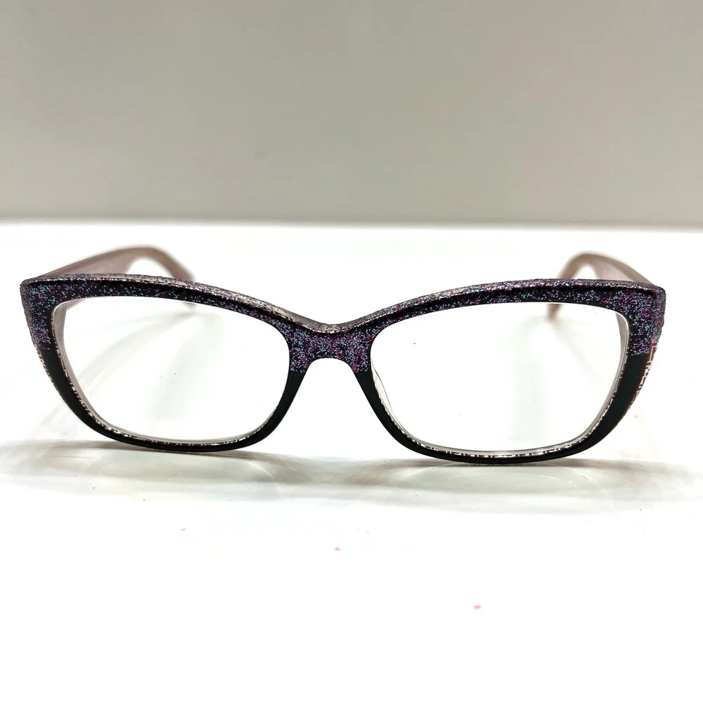 Fendi FF0003 Eyeglasses Frame Italy 50-15-140 Full Rim Brown/Glitter Pink Purple
